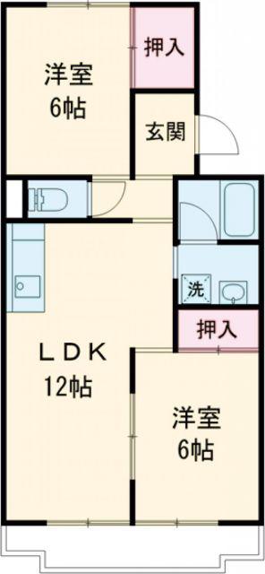 ルミエール城北(2LDK/1階)の間取り写真