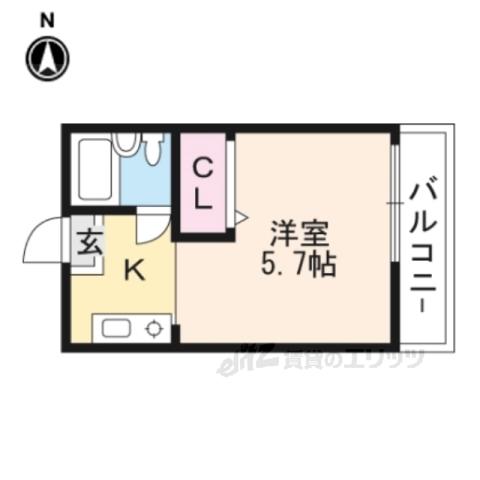 KINDⅡ(1K/2階)の間取り写真