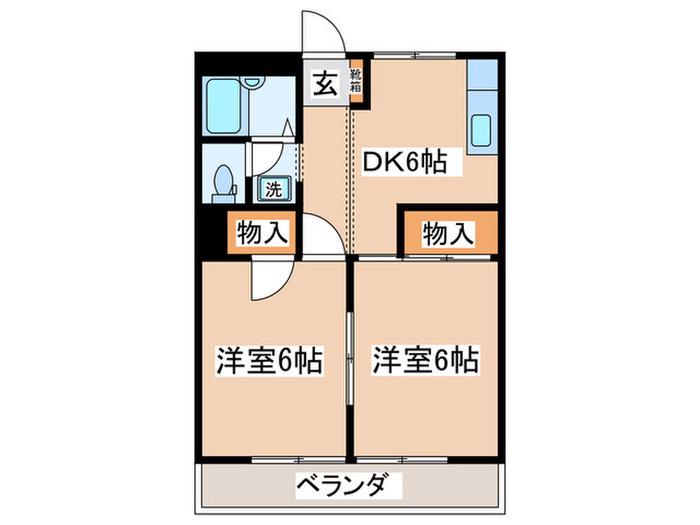 ハイツニュータマ(2DK/1階)の間取り写真