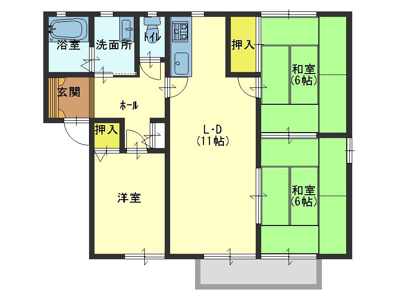 カーサソレイユ(3LDK/1階)の間取り写真