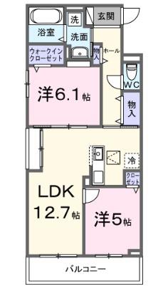 メゾンフルール(2LDK/2階)の間取り写真