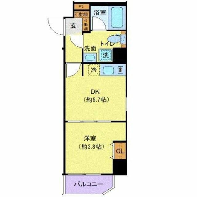 ディアレイシャス南砂町(1DK/4階)の間取り写真