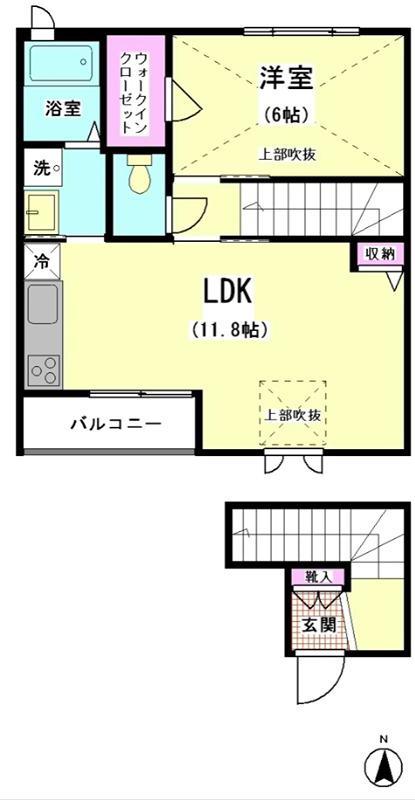 ナチューラ(1LDK/2階)の間取り写真