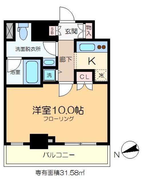 カスタリア門前仲町II(1K/4階)の間取り写真