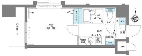 フェニックス八王子弐番館(1K/3階)の間取り写真