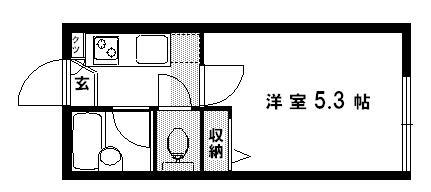 サンフラットつつじヶ丘(1K/1階)の間取り写真