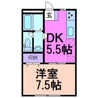 メイプルハイツ(1DK/1階)の間取り写真