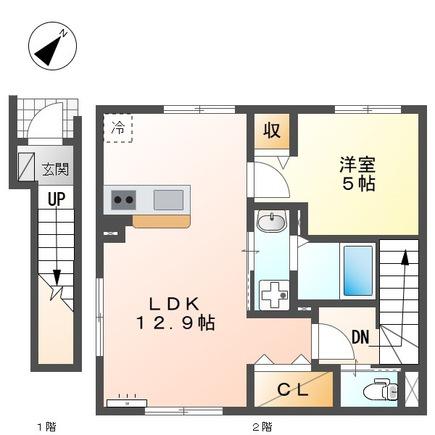 戸塚区深谷町アパート(1LDK/2階)の間取り写真