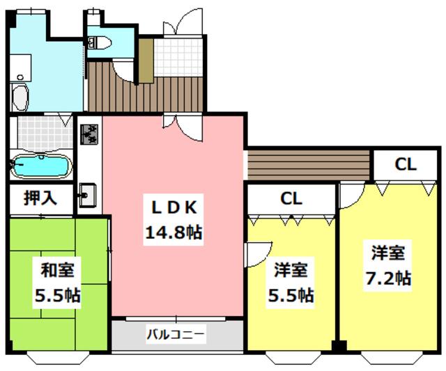 プライムアーク(3LDK/3階)の間取り写真