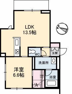 ハイアワサ(1LDK/2階)の間取り写真