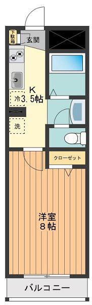 メゾングレースエー(1K/1階)の間取り写真