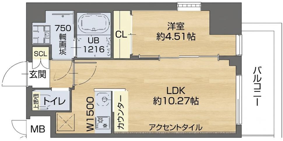 プレジオ武庫川ASIAN(1LDK/8階)の間取り写真