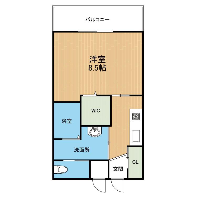 フェリーチェ新水前寺(1K/4階)の間取り写真