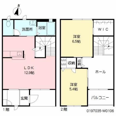 パルモ花みづきW(2LDK/1階)の間取り写真