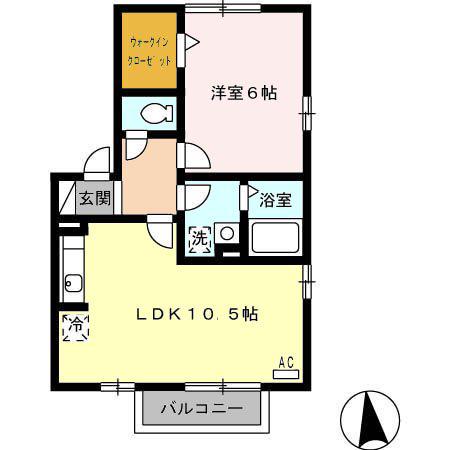 CALME FAMILLE(1LDK/2階)の間取り写真
