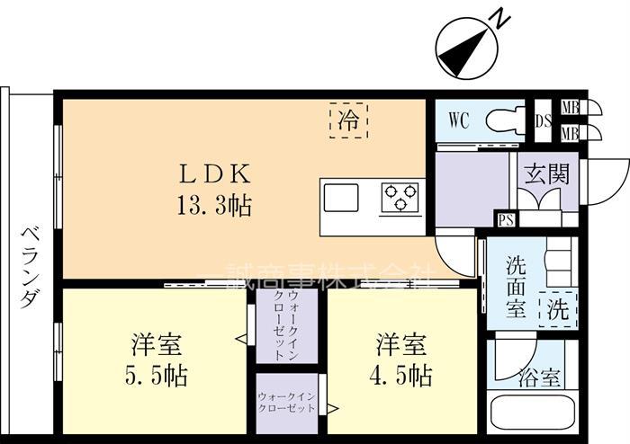コートルクス流星台(2LDK/2階)の間取り写真