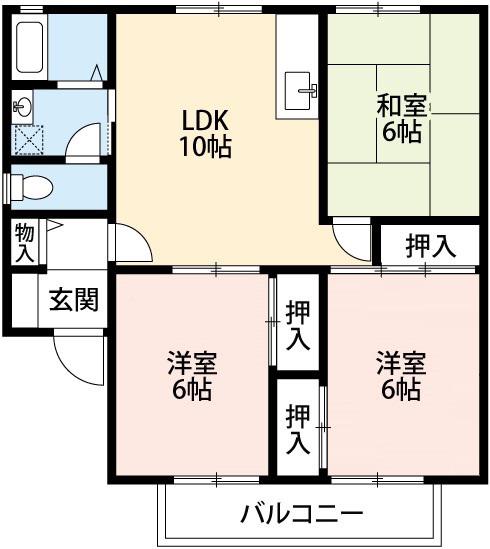 ファミールK(3LDK/1階)の間取り写真