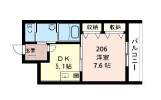 成田市並木町アパート(1DK/3階)の間取り写真