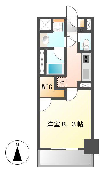 レガリア(1K/4階)の間取り写真
