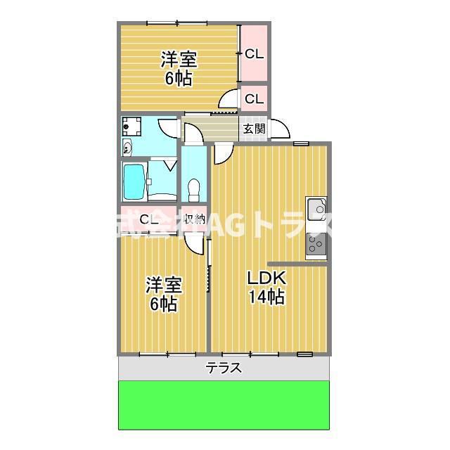 ヴォラトスA棟(2LDK/1階)の間取り写真