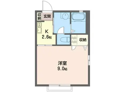 カーサ鵠沼桜が岡 (1K/2階)の間取り写真
