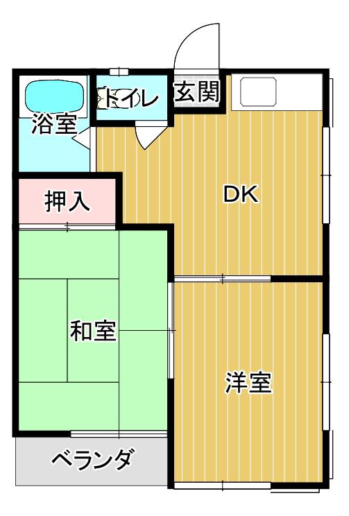 赤城ハイツII(2DK/1階)の間取り写真