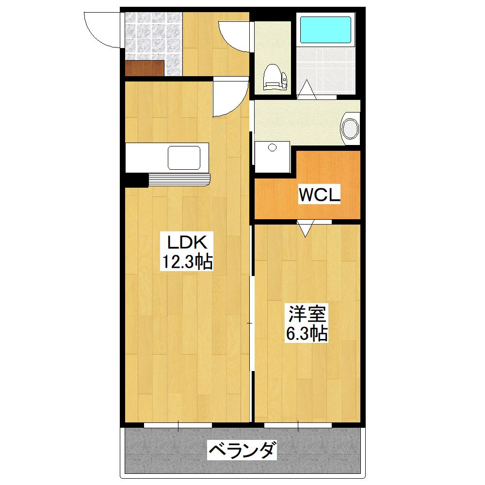 アチェーロ土岐口(1LDK/1階)の間取り写真