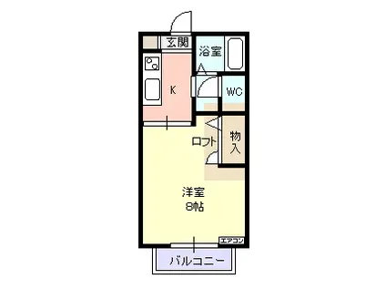 メイプル ヒルズD(1K/2階)の間取り写真