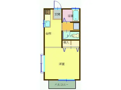 クレールタウンB(1K/1階)の間取り写真