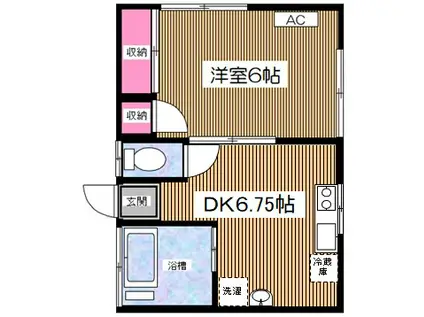 ハウス川崎(1DK/2階)の間取り写真