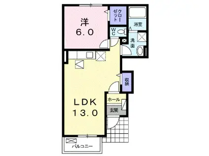 グランデ・セレッソA(1LDK/1階)の間取り写真