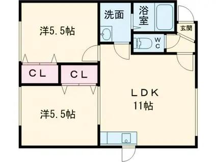 ハイツ彩華II(2LDK/1階)の間取り写真
