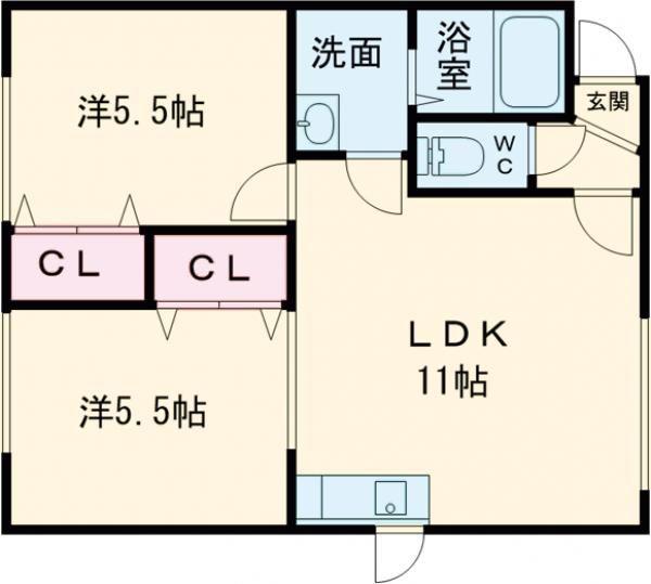 ハイツ彩華II(2LDK/1階)の間取り写真