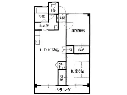 レジデンス守谷(2LDK/5階)の間取り写真