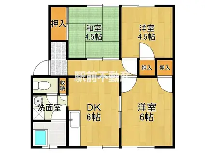 プランドゥ三橋II(3DK/1階)の間取り写真