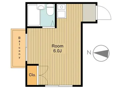 スカイコート小金井(ワンルーム/4階)の間取り写真