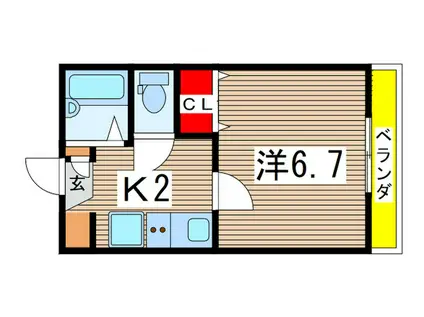 リブハピネス横浜V(1K/1階)の間取り写真