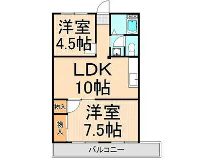 サンステージ竹ノ塚(2LDK/4階)の間取り写真