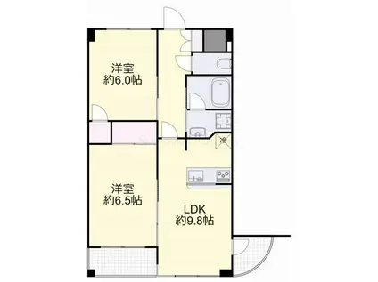 カトービル(2LDK/5階)の間取り写真