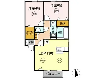 サン・ドリーム(2LDK/2階)の間取り写真