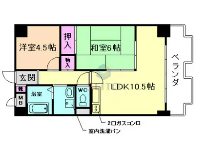 空港リブレ大阪屋(2LDK/6階)の間取り写真
