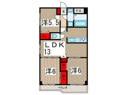 高倉マンション(3LDK/5階)の間取り写真
