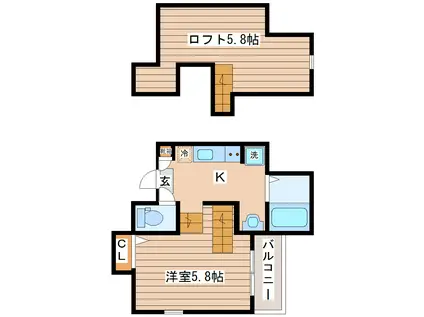 RIZEST富沢(ワンルーム/1階)の間取り写真