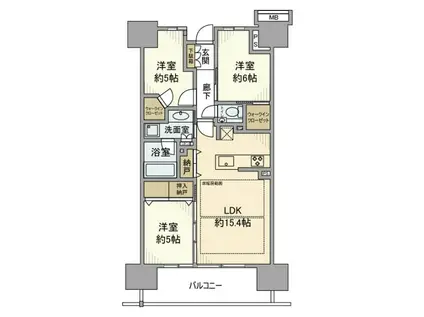 プラウド浦和高砂(3LDK/7階)の間取り写真