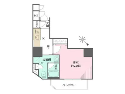 メインステージ西新宿II(1K/8階)の間取り写真
