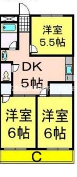 第1高山ハイツ(3DK/1階)の間取り写真