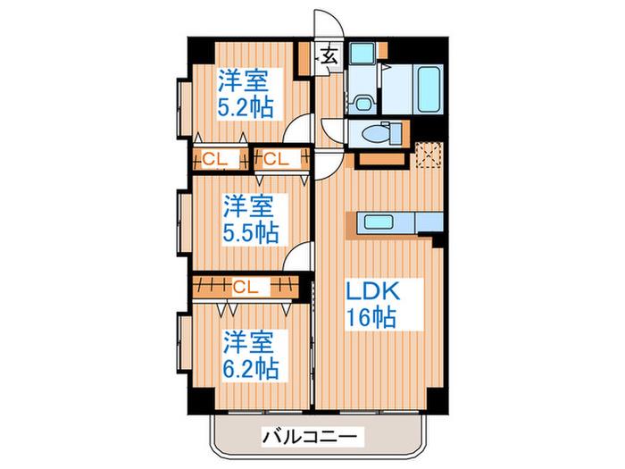 メゾン霊屋(3LDK/3階)の間取り写真