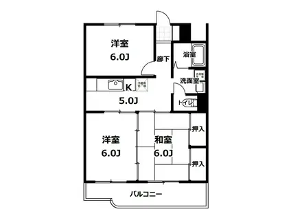 まるよしコーポ(3K/1階)の間取り写真