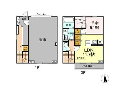 グランテージC(1LDK/1階)の間取り写真
