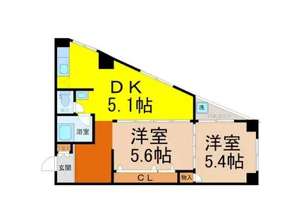 八事ドミール(2DK/2階)の間取り写真